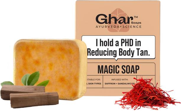 GharSoaps Magic Soap Sandal Wood And Saffron for DeTan and Glowing Brightening Skin