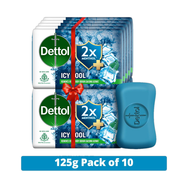 Dettol 3X Icy Cool Bathing Soap for Men & Women, Face, Body & Hands, Combo for Summer