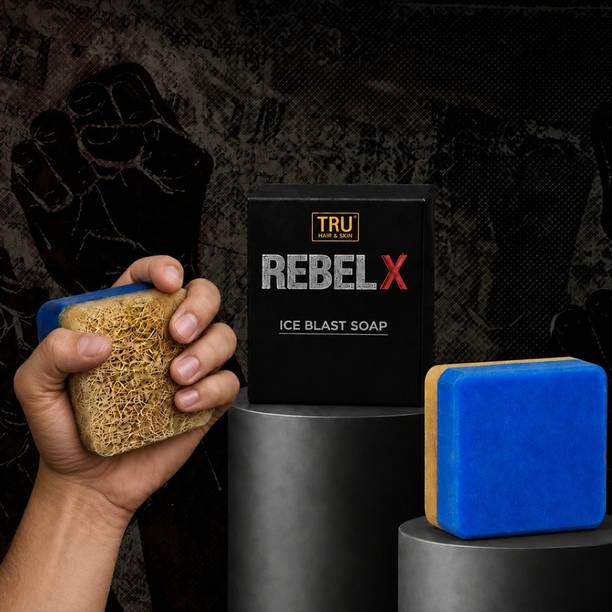 TRU HAIR & SKIN RebelX DeTan Soap Kojic Acid | Natural Loofah | Menthol | Woody Fragrance