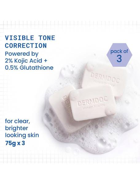 DermDoc 2% Kojic Acid + 0.5% Glutathione Cleansing Bar | Skin Brightening Soap