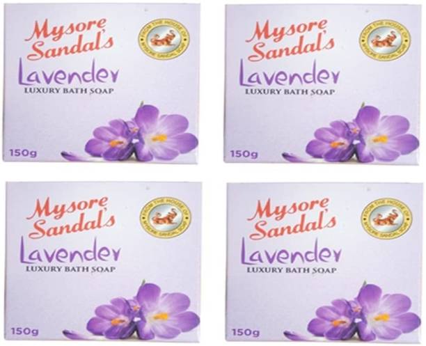 MYSORE SANDAL Lavender Luxury Bath Soaps 150gm Pack of 4 (4 x 150 g)