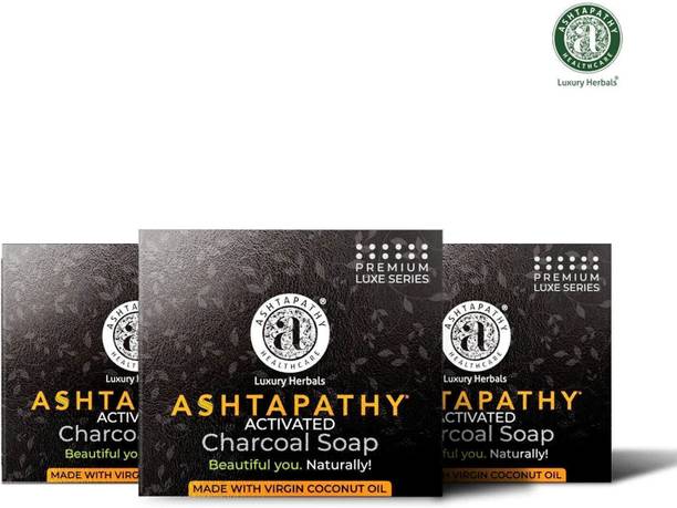 Ashtapathy Activated Charcoal Soap for Deep Cleansing Oil Control and Clear Skin
