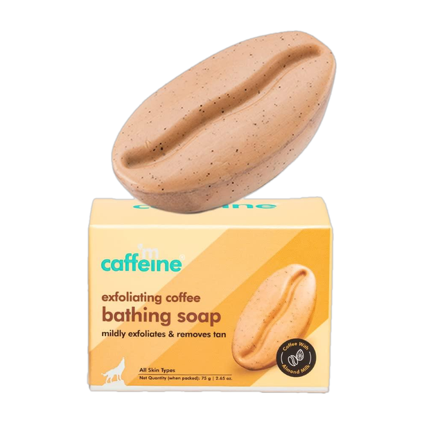 mCaffeine Exfoliating Coffee Bath Soap for Tan Removal & Moisturization with Alm