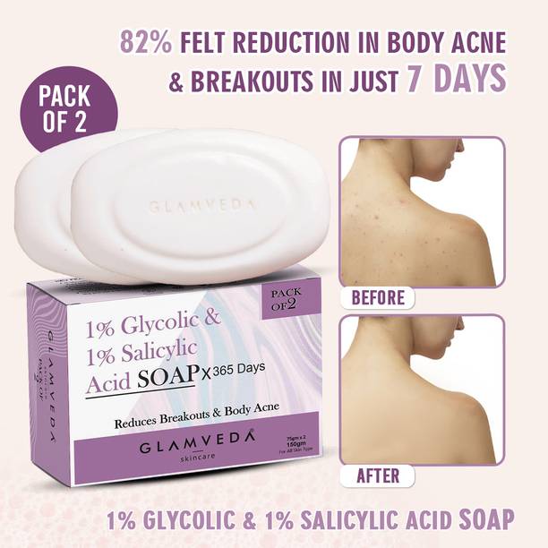 GLAMVEDA Anti Acne Glycolic & Salicylic acid soap|Reduces dark spot and Acne scars