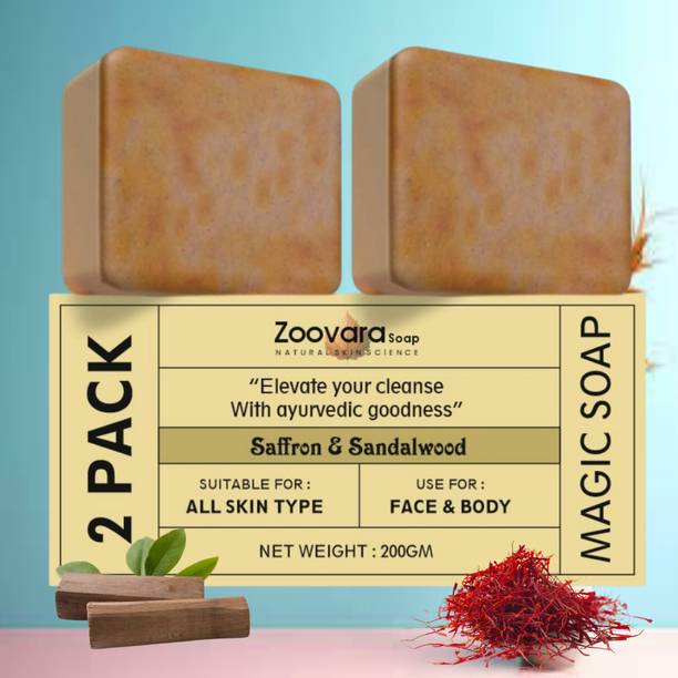 zoovara Magic Soap Sandalwood and Saffron Soap for Silky, Glowing Freshness.