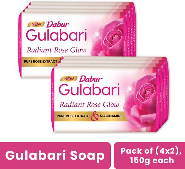 Dabur गुलाबरी प्योर रोज़ सोप|बाथिंग मॉइस्चराइज़िंग सोप फॉर सॉफ्ट, ग्लोइंग स्किन एंड बॉडी