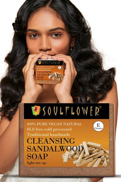 Soulflower Cleansing Sandalwood Handmade Soap For Loose Skin, Acne Control & Clogged Pores