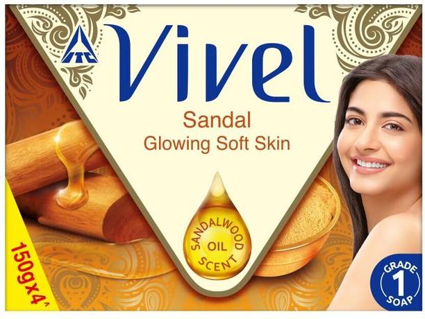 Vivel Sandal Soft Glowing Skin Soap | Sandalwood Oil Scent |