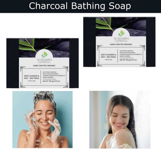 Dr. NAvadiya 2 Pack Of Charcoal Soap For Sin Moisturizing & Face Glowing