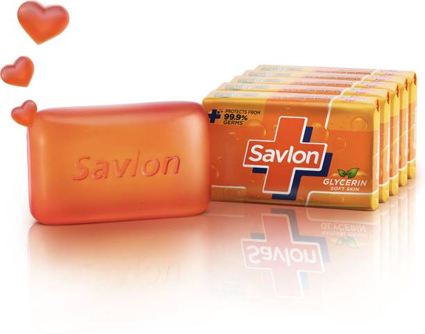 Savlon Glycerin Soap Bar With Germ Protection, Soap for Women & Men, For All Skin Types 5 x 120 g