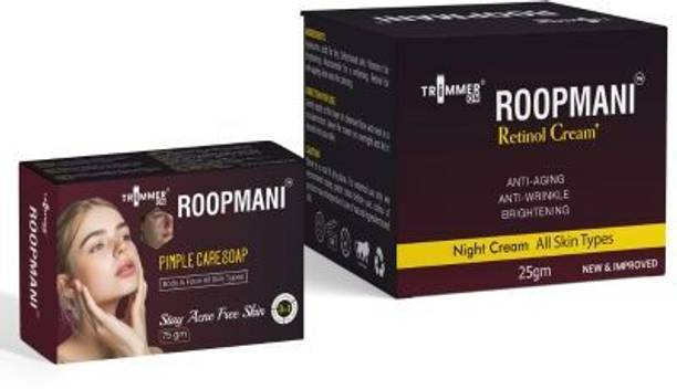 TRIMMERON Retinol Anti-Aging Night Cream(25g) with Roopmani Pimple Care Soap for Acne(75g)