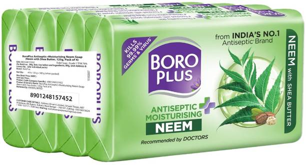 BOROPLUS Antiseptice & Moisturising Neem Soap -Neem with Shea Butter (Pack of 4)
