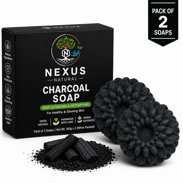 NEXUS NATURAL Handmade Charcoal Soap for Deep Cleansing & Detoxifying - (Pack of 2)