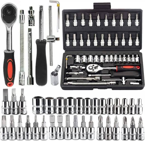 Catron 46 In 1 Pcs Tool Kit & Hand Multi Purpose Tool Wrench Combination Tool Set Socket Set