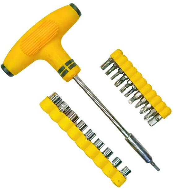 Syntex T‑Bar Socket & Bit Set (24 Pcs) – Hex Sockets & Multi Screwdriver Bits Kit Socket Set
