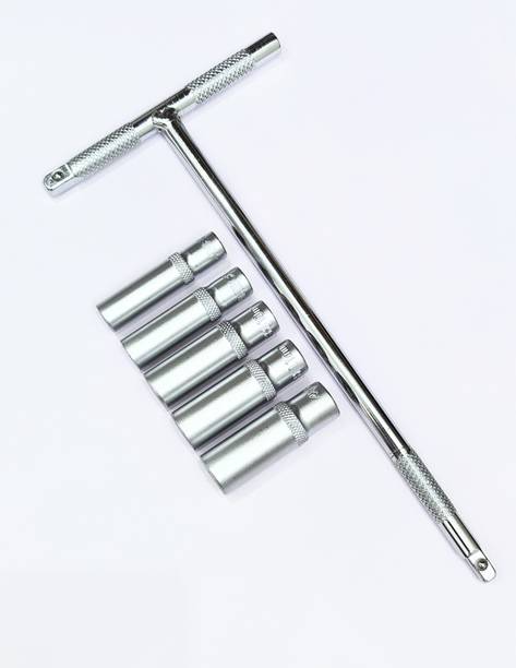 4MECH 8mm 9mm 10mm 11mm 12mm Long Deep Socket Set with 8 Inch T Handle, 1/4 Inch Drive Socket Set