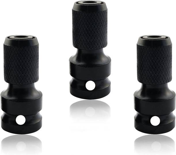 uptodatetools 3Pcs 1/2-Inch Square Drive to 1/4-Inch Hex Female Socket Impact Adapter Socket Set