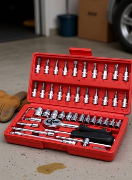 EYESEEK Socket Tool Set 46 in 1 Bit Socket Wrench Tool Kit Set Goti Tools Set Ratchet Socket Set