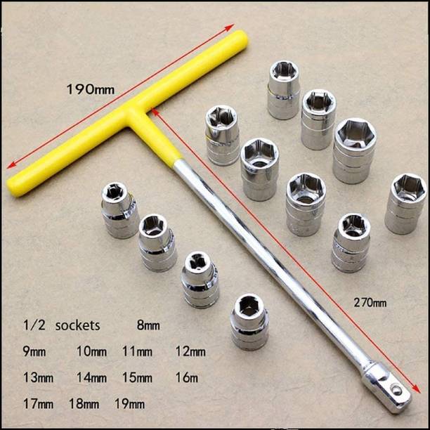 Toolihub 13 PCS T-Socket Wrench Set for Automobiles/Bike/Car Socket Set