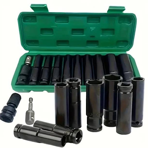 डैकफाई 11 Pieces 1/2-Inch Square Drive 78mm Deep Impact Socket Hex Set सॉकेट सेट