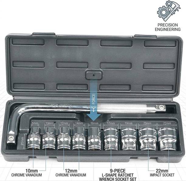 ValueShop Heavy Duty L-Type Offset Socket Wrench Set | 10pc Impact Socket Kit motorcycle Socket Set