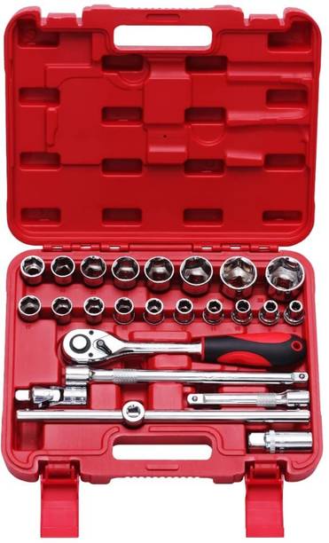 FREEMANS HEX 24 Pcs 1/2" Drive Chrome Vanadium Steel Socket Set With Carry Box Socket Set