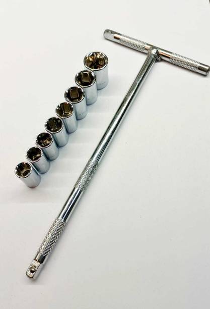 4MECH T Handle with 1/4 Drive, 7mm 8mm 9mm 10mm 11mm 12mm 13mm and 14mm Socket Set