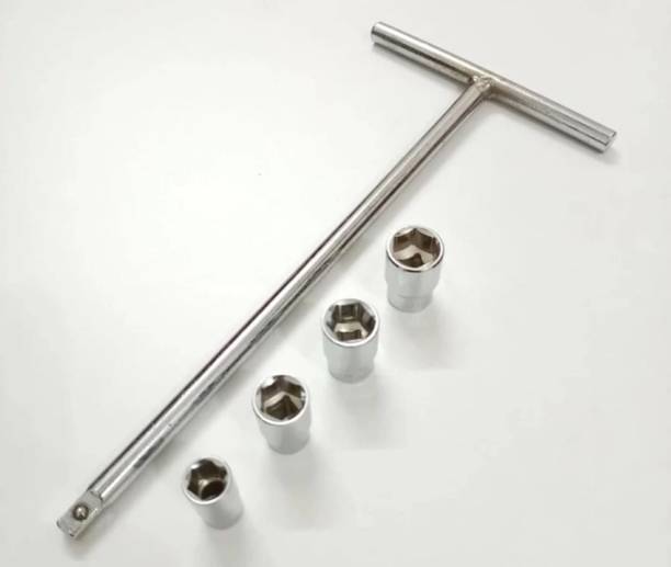 हाई क्यू 1/4INCH T-HANDLE HEX TYPE RACHET WITH 4PCS SOCKET SET (8 , 10 , 11 , 12MM) सॉकेट सेट