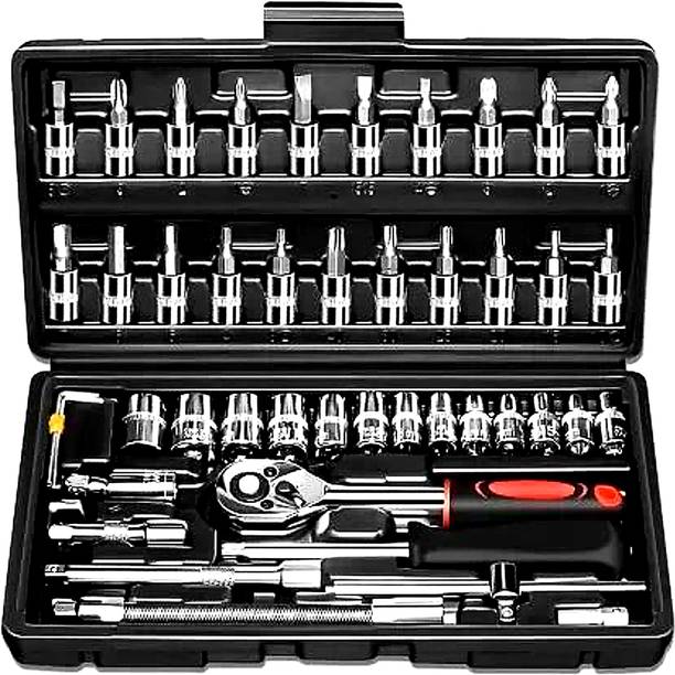 romj 46 Pcs Multi-Purpose Socket & Ratchet Tool Kit Socket Set