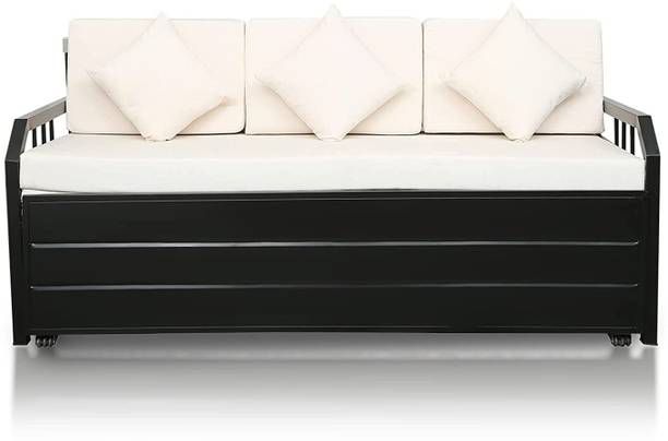 Zkazaa Furniture 3 Seater Double Metal Pull Out Sofa Cum Bed
