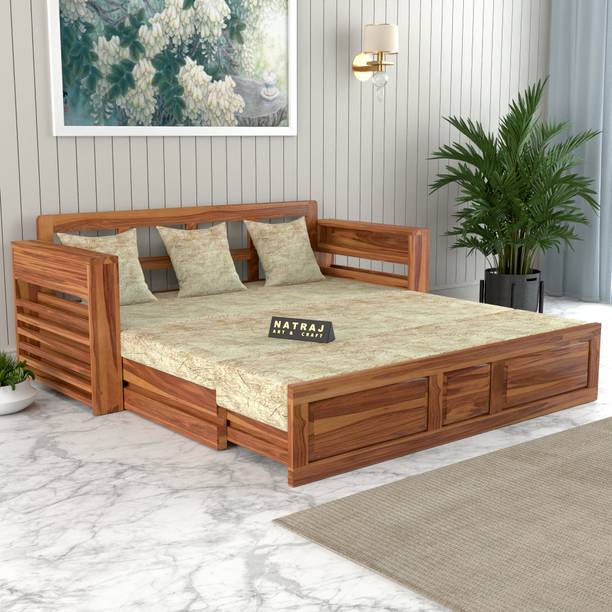 NATRAJ ART & CRAFT Sheesham Wooden for Living Room Bedroom Hotel 3 Seater Double Solid Wood Pull Out Sofa Cum Bed
