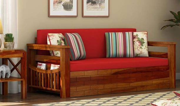 MASHAKA 3 Seater Double Solid Wood Fold Out Sofa Cum Bed