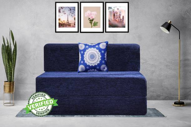Little Smile 3X6 size for 1 Person- Jute Fabric Washable Cover 1 Seater Single Foam Fold Out Sofa Cum Bed