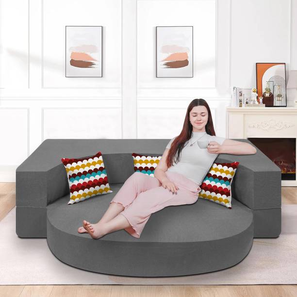 Flipkart Perfect Homes Sleeper Round Sofa futon Couch 3 Seater Double Foam Fold Out Sofa Cum Bed