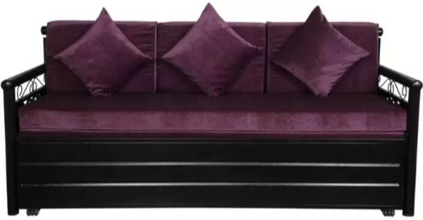 SoftSoul Furniture 3 Seater Double Metal Pull Out Sofa Cum Bed