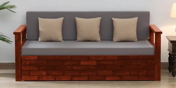 Woodsworth From Pepperfry Indus Sheesham Wood Pull Out 3 Seater Sofa Cum Bed with Storage 3 Seater Double Solid Wood Pull Out Sofa Cum Bed