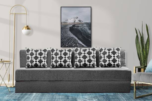 Little Smile 6X6 size for 4 Person- Moshi Fabric Washable Cover 4 Seater Double Foam Fold Out Sofa Cum Bed