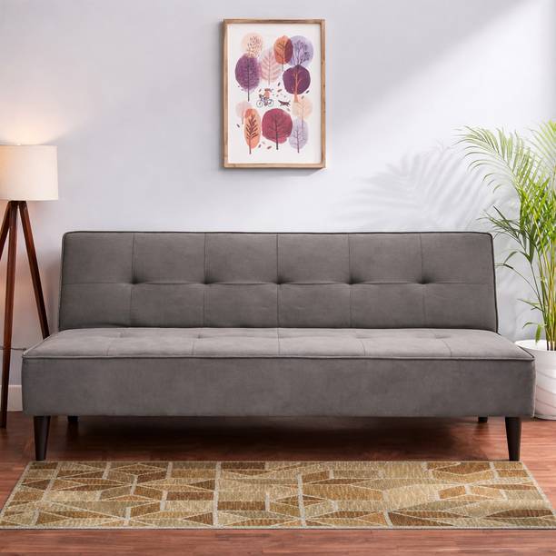 ARRA Palermo Fully Upholstered Grey 3 Seater Single Solid Wood Fold Out Sofa Sectional Bed