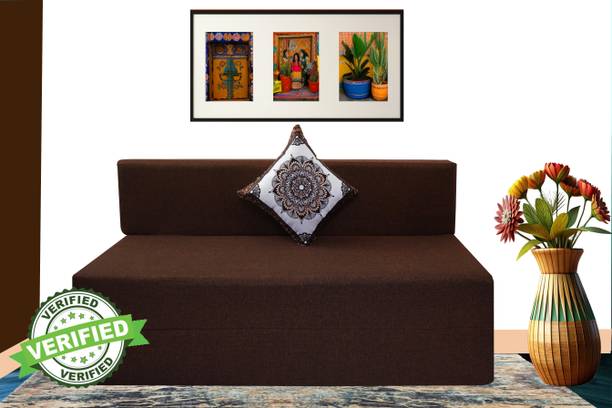 Little Smile 3X6 size for 1 Person- Jute Fabric Washable Cover 1 Seater Single Foam Fold Out Sofa Cum Bed