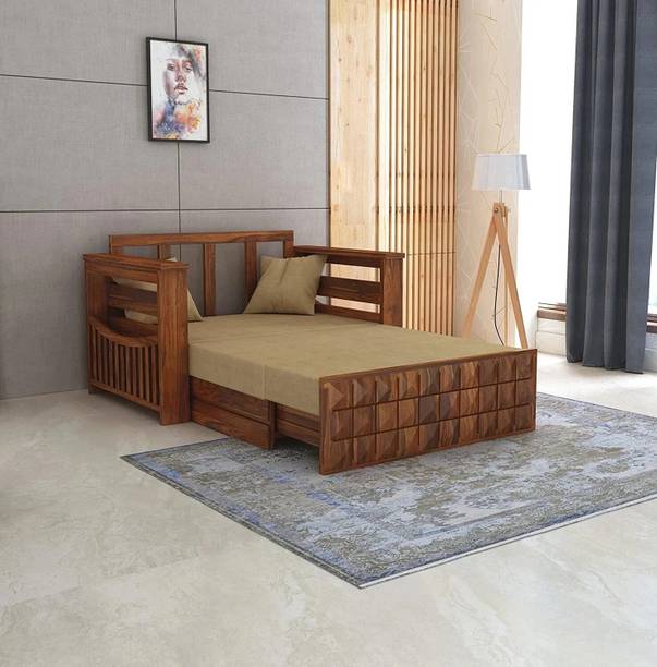 Ganpati Arts Solid Sheesham Wood Multipurpose Decorative for Bedroom 2 Seater Double Solid Wood Pull Out Sofa Cum Bed