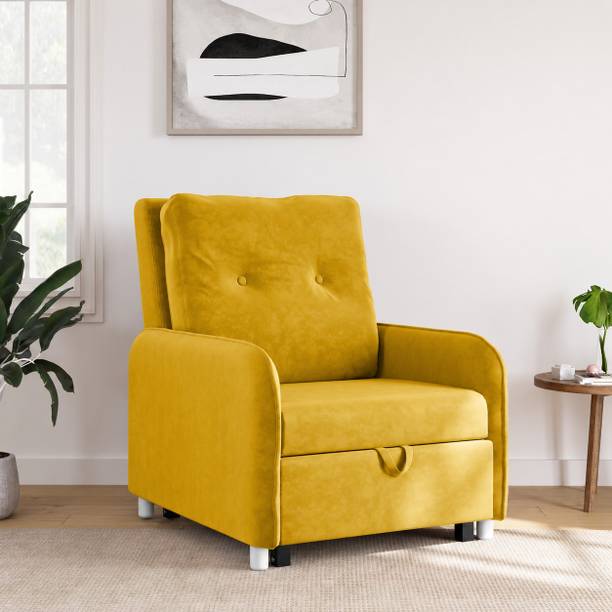 RECLINEX INDIA 1 Seater Single Solid Wood Pull Out Sofa Cum Bed