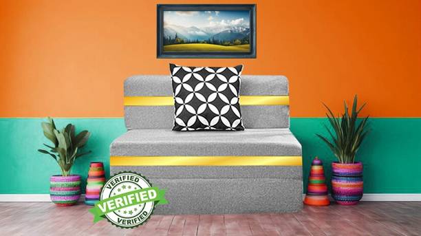 Little Smile 3X6 size for 1 Person- Moshi Fabric Washable Cover 1 Seater Single Foam Fold Out Sofa Cum Bed