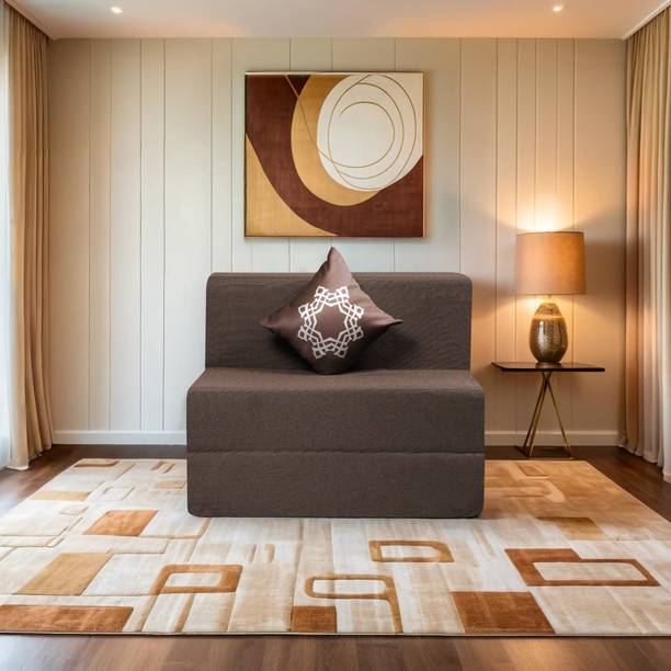 Comfort Mantra Comfort Mantra 6*3 Jute Fabric Washable Cover with 1 Cushion 1 Seater Double Foam Fold Out Sofa Cum Bed