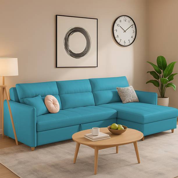 MintCasa Floster 4 Seater LHS Double Foam Pull Out Sofa Cum Bed - Pre-assembled 4 Seater Double Foam Pull Out Sofa Cum Bed