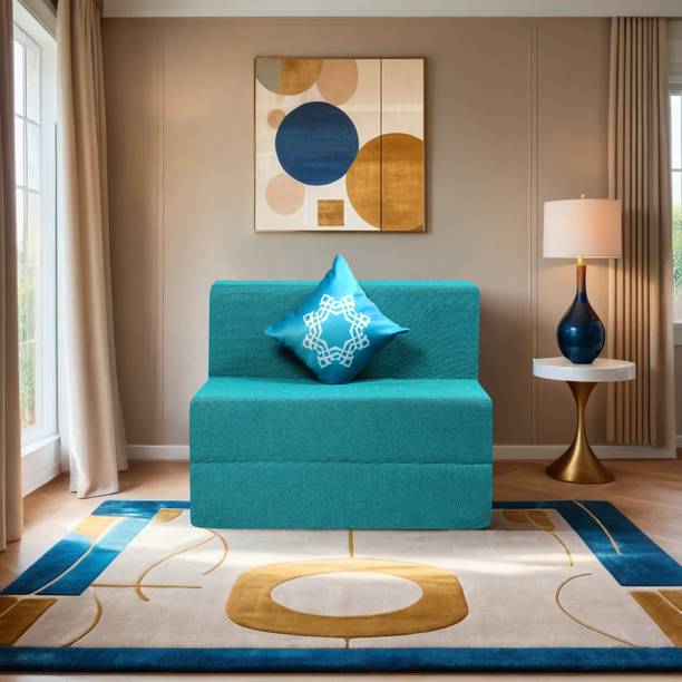 Comfort Mantra Comfort Mantra 6*2.5 Jute Fabric Washable Cover with 1 Cushion 1 Seater Double Foam Fold Out Sofa Cum Bed