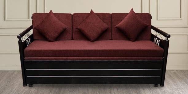Flipkart Perfect Homes Crossandra Rust (6x5) 3 Seater Double Metal Pull Out Sofa Cum Bed