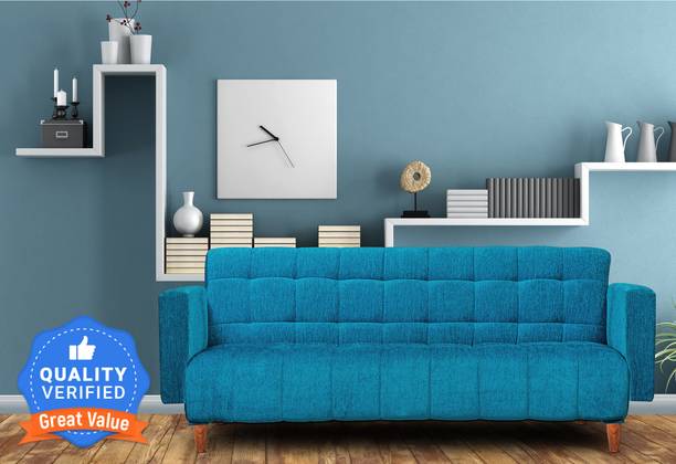 Seventh Heaven Lisbon 3 Seater Wooden Sofa cum Bed, Chenille Molfino Fabric: 2 Years Warranty 3 Seater Double Solid Wood Pull Out Sofa Cum Bed