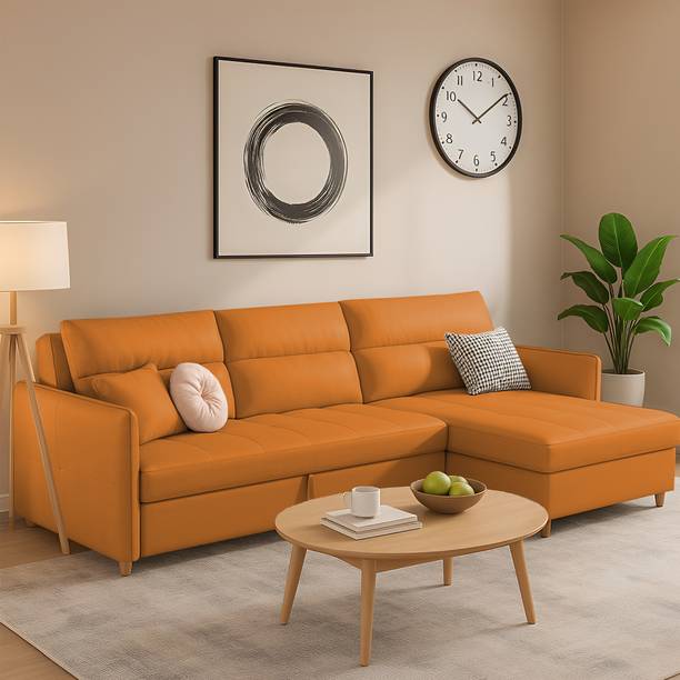 MintCasa Floster 4 Seater LHS Double Foam Pull Out Sofa Cum Bed - Pre-assembled 4 Seater Double Foam Pull Out Sofa Cum Bed