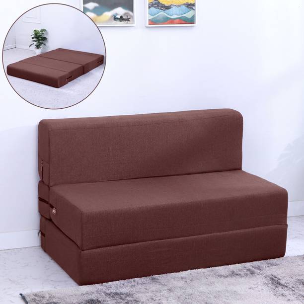 Flipkart Perfect Homes Exotica 72x36x8 inch|Low Floor, Washable Jute Fabric 1 Seater Single Foam Fold Out Sofa Cum Bed