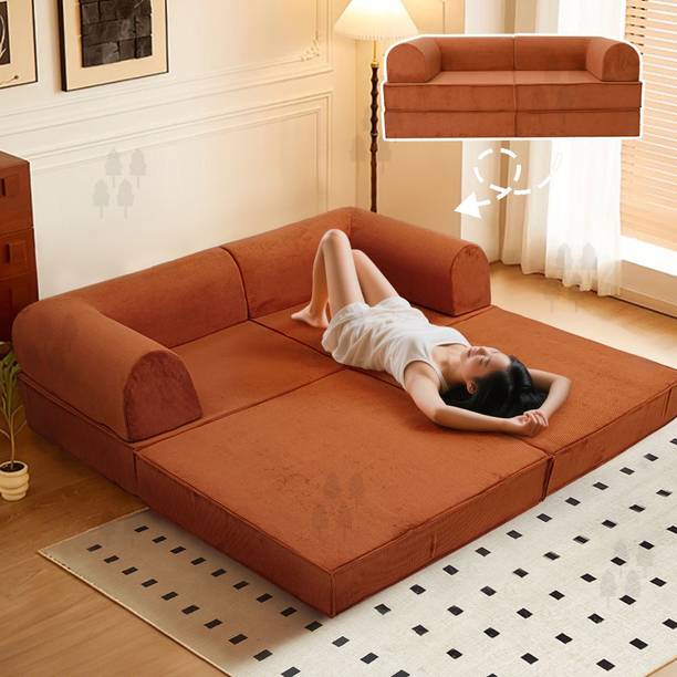 siyanavo Compressed Fabric Sofa Cum Bed 2 Seater Double Fold Out Sofa Cum Bed